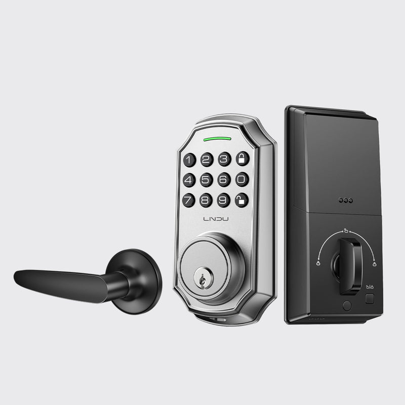 LNDU D180 + H300 Keyless Entry Lock Set — Silver