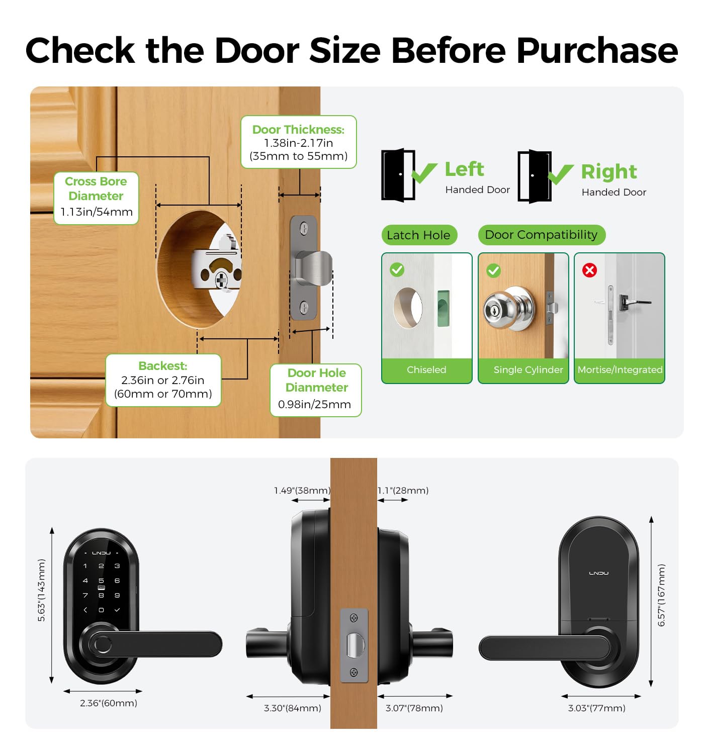 LNDU T225 Keypad Handle Lock